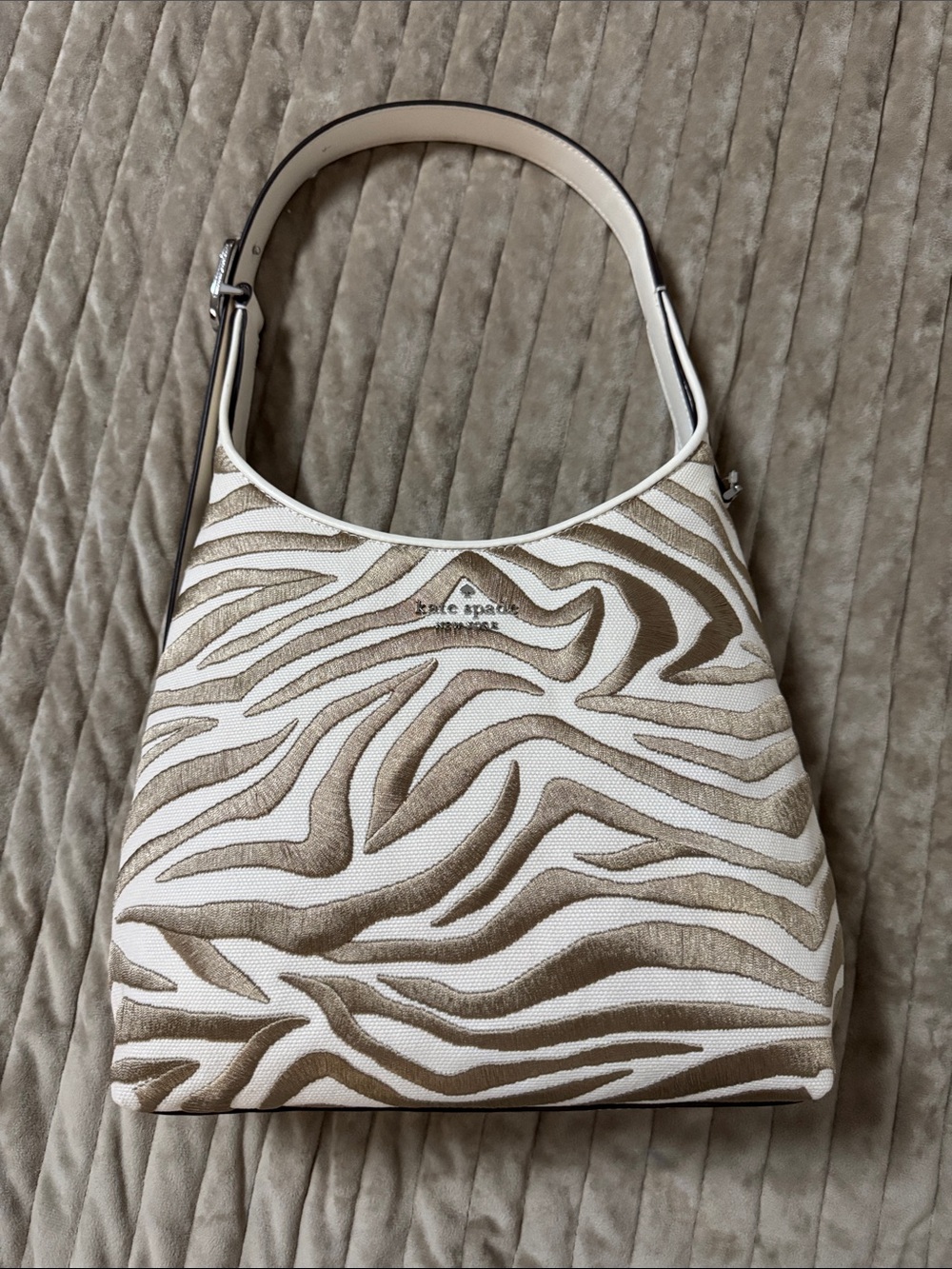 kate spade White and Gold-Tone Zebra Shoulder Bag